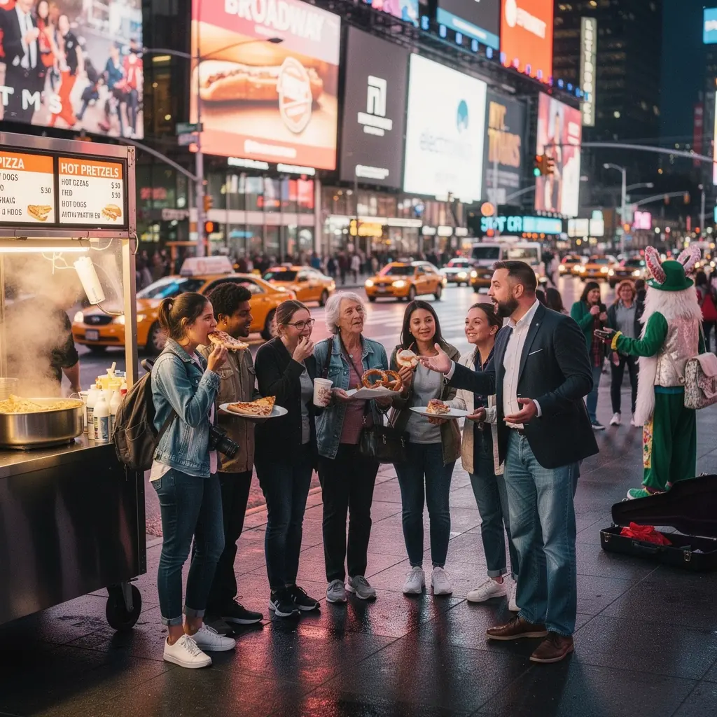 Ekspert przewodnik prowadzi turystów przez historyczne miejsca w Waszyngtonie, opowiadając o kulturze i dziedzictwie USA.